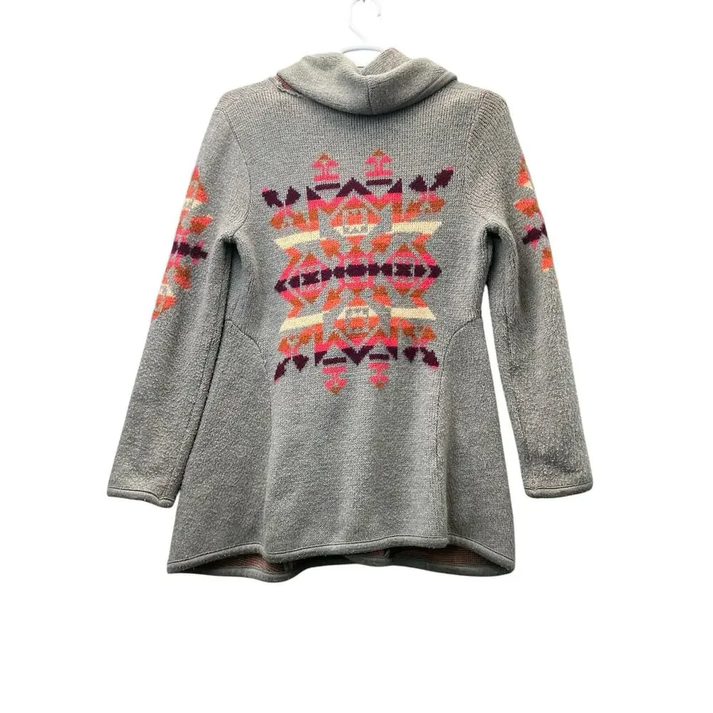 Free People We The Free Navajo Aztec Cardigan Wool Sweater Jacket Sz M - Picture 3 of 16